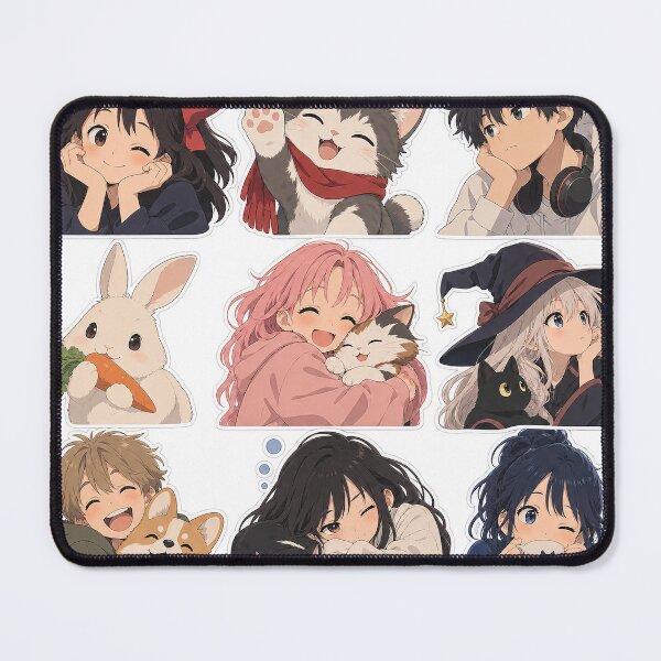 Item preview, Cute Anime Characters and Pets Clipart Set with Cats Corgi Bunny and Cozy Kawaii Moments designed and sold by Gold Turtle Lina.
