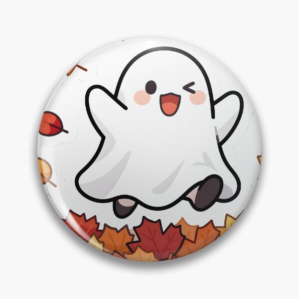 Item preview, Happy Ghost Jumping in Autumn Leaves designed and sold by chill-a-lot.