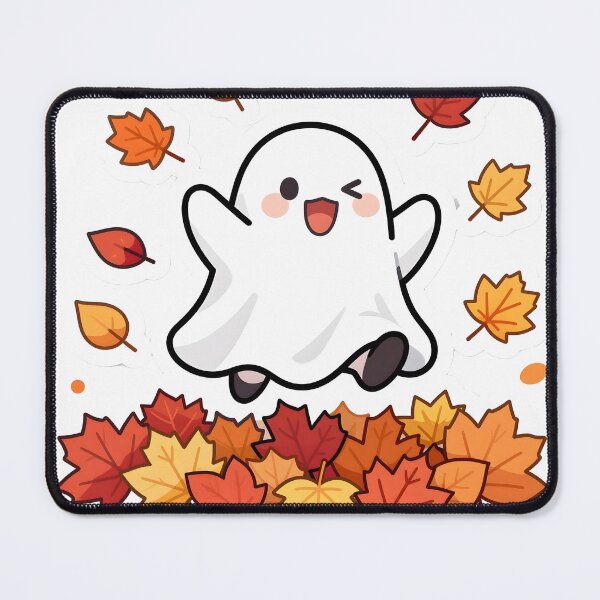 Item preview, Happy Ghost Jumping in Autumn Leaves designed and sold by chill-a-lot.