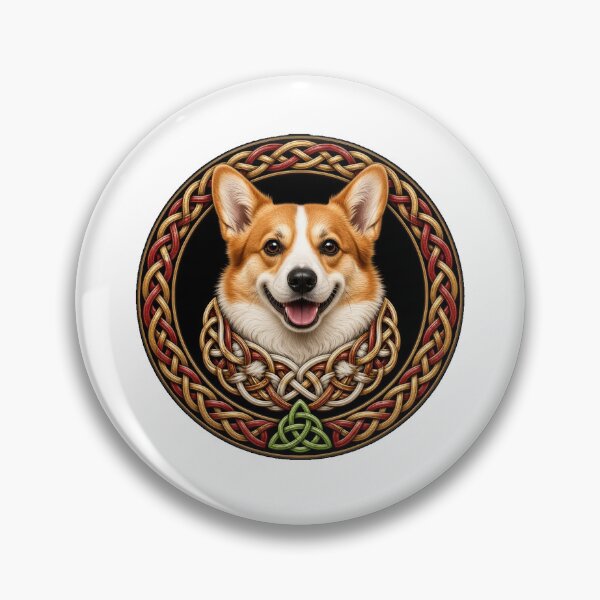 Item preview, Grinning Welsh Corgi Celtic Knot Roundel designed and sold by Freckled-Monkey.