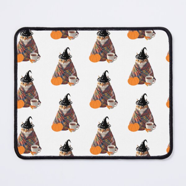 Item preview, Cozy Autumn Witch Cat With Pumpkin Coffee designed and sold by Inka Moon Design.