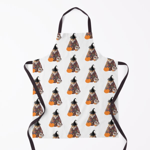 Item preview, Cozy Autumn Witch Cat With Pumpkin Coffee designed and sold by Inka Moon Design.