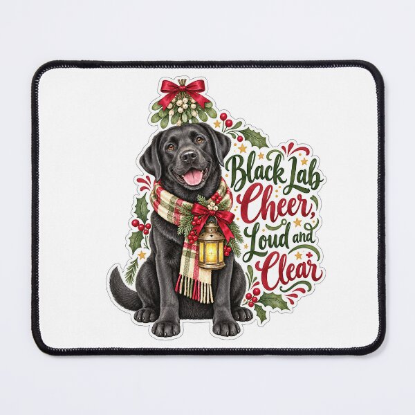 Item preview, Black Lab Cheer Loud and Clear Christmas designed and sold by badburropress.