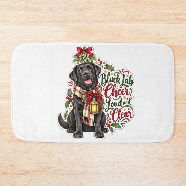Item preview, Black Lab Cheer Loud and Clear Christmas designed and sold by badburropress.