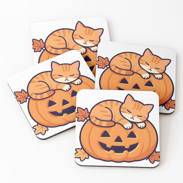 Item preview, Sleepy Kitten Inside a Jack-o'-Lantern designed and sold by chill-a-lot.