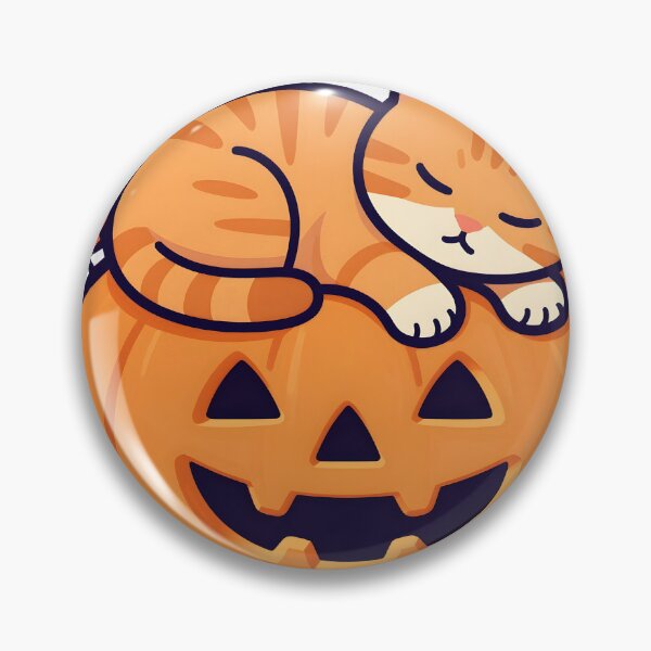 Item preview, Sleepy Kitten Inside a Jack-o'-Lantern designed and sold by chill-a-lot.