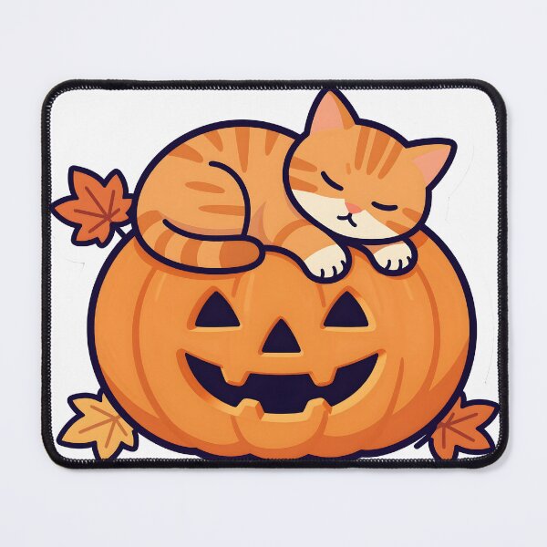 Item preview, Sleepy Kitten Inside a Jack-o'-Lantern designed and sold by chill-a-lot.