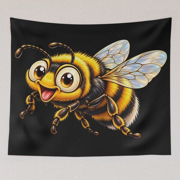 Item preview, Cute Fluffy Bumblebee Cartoon Happy Bee designed and sold by JanRizz.