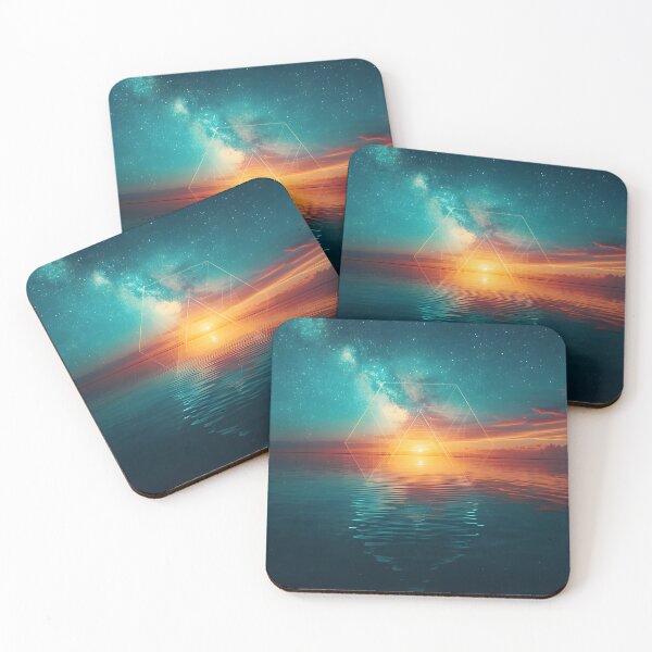 Item preview, Geometric Ocean Sunset Under Milky Way Sky designed and sold by monkeybusiness.pt.