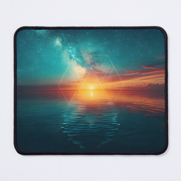 Item preview, Geometric Ocean Sunset Under Milky Way Sky designed and sold by monkeybusiness.pt.