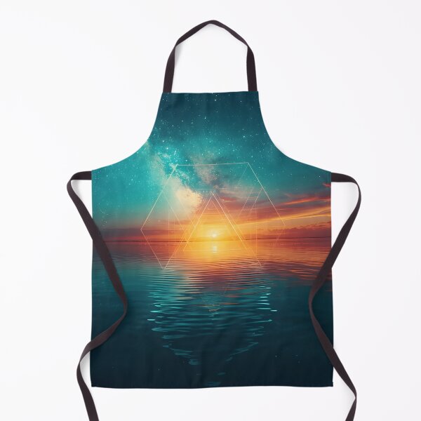 Item preview, Geometric Ocean Sunset Under Milky Way Sky designed and sold by monkeybusiness.pt.