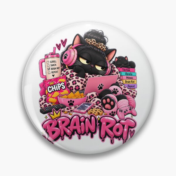 Item preview, Brain Rot Side-Eye Cat – Chronically Online Black Cat designed and sold by InspireHerTribe.