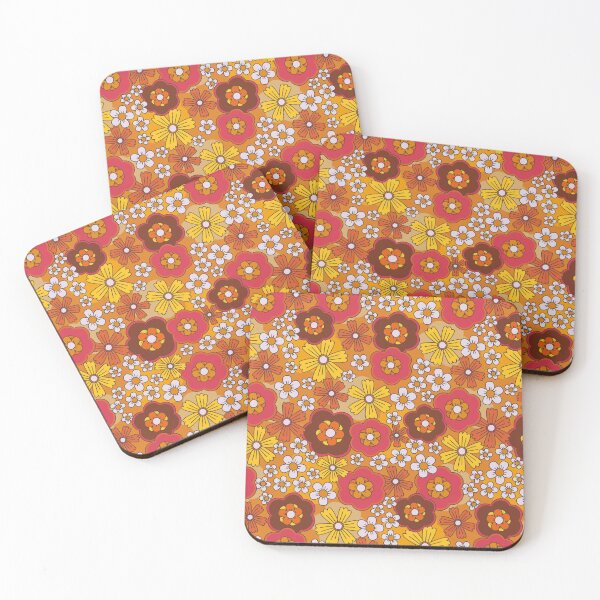 Item preview, Retro 70s Floral Pattern Groovy Orange & Pink Daisies designed and sold by JRRTs.