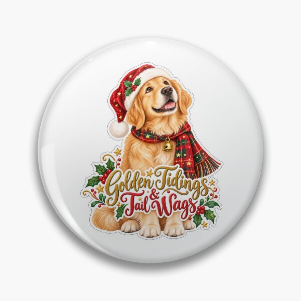 Item preview, Golden Tidings and Tail Wags Retriever Christmas designed and sold by badburropress.