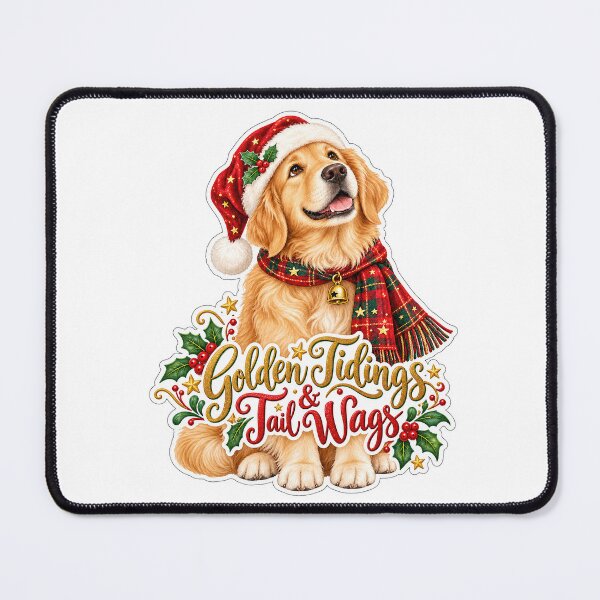Item preview, Golden Tidings and Tail Wags Retriever Christmas designed and sold by badburropress.