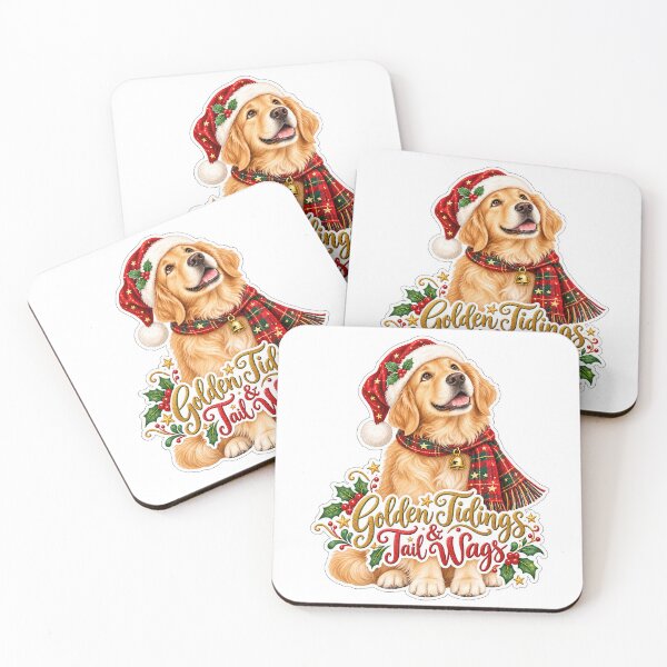 Item preview, Golden Tidings and Tail Wags Retriever Christmas designed and sold by badburropress.