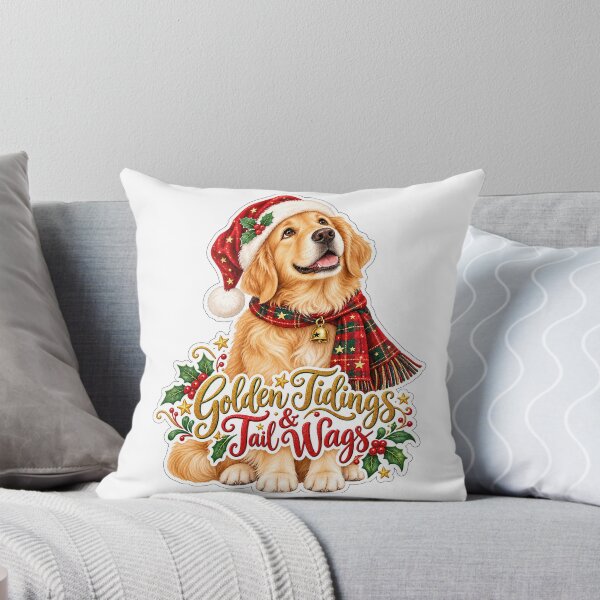 Item preview, Golden Tidings and Tail Wags Retriever Christmas designed and sold by badburropress.