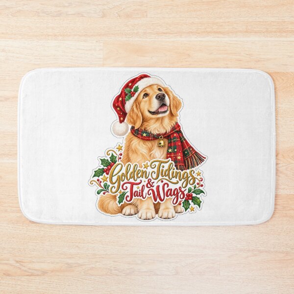 Item preview, Golden Tidings and Tail Wags Retriever Christmas designed and sold by badburropress.