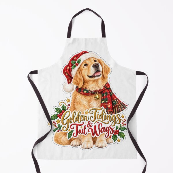 Item preview, Golden Tidings and Tail Wags Retriever Christmas designed and sold by badburropress.