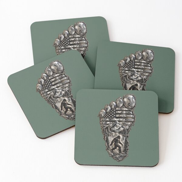 Item preview, Bigfoot Footprint – Silver American Flag Sasquatch Wilderness designed and sold by artistwill.