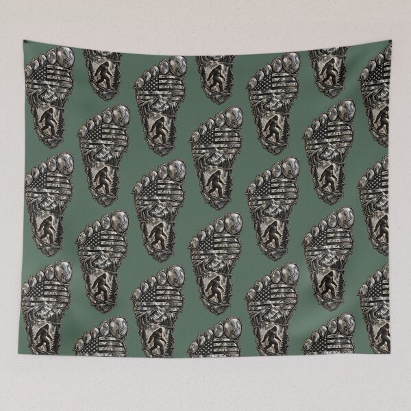 Item preview, Bigfoot Footprint – Silver American Flag Sasquatch Wilderness designed and sold by artistwill.