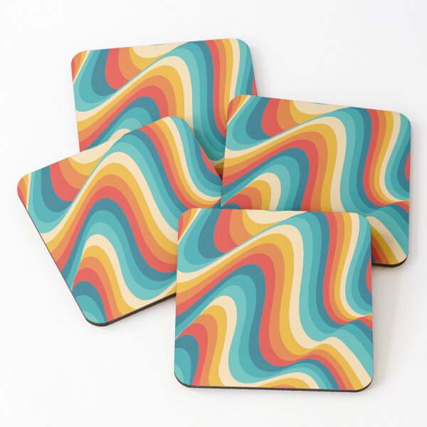 Item preview, Retro 70s Wavy Pattern Groovy Teal Orange & Red Stripes designed and sold by JRRTs.