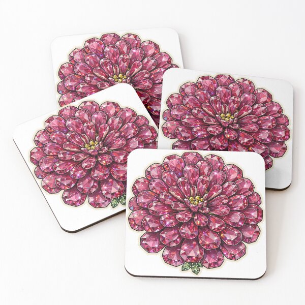 Item preview, Magenta Zinnia Crystal Sticker - Detailed Ruby Flower designed and sold by FineLineBotanical .