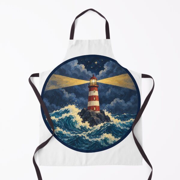 Item preview, Striped Lighthouse Holding Steady in a Night Storm designed and sold by eignvalue.