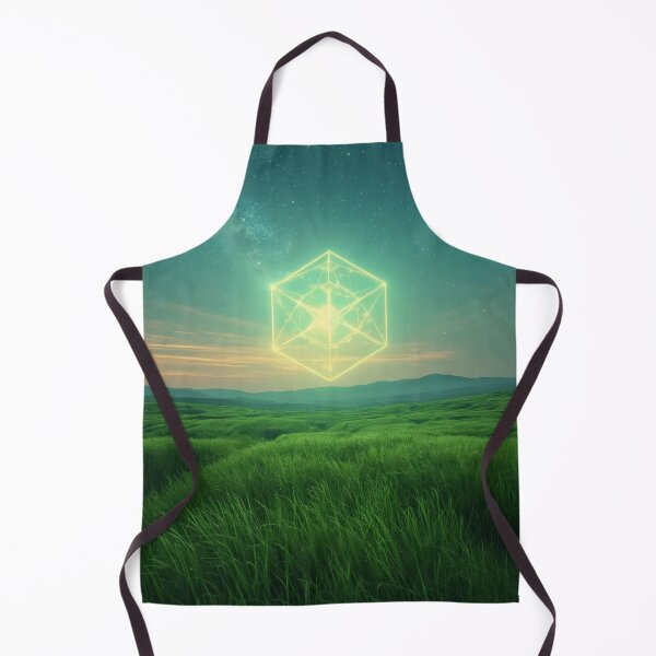Item preview, Glowing Lime Metatron Cube Over Green Meadow designed and sold by monkeybusiness.pt.