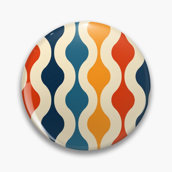 Item preview, Retro 70s Wavy Stripe Pattern Orange Teal & Navy Geometric designed and sold by JRRTs.