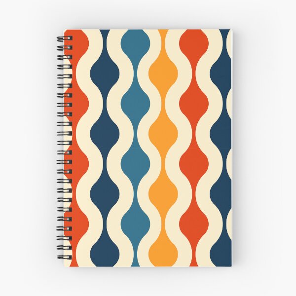 Item preview, Retro 70s Wavy Stripe Pattern Orange Teal & Navy Geometric designed and sold by JRRTs.