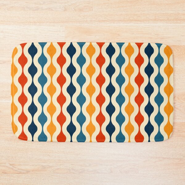 Item preview, Retro 70s Wavy Stripe Pattern Orange Teal & Navy Geometric designed and sold by JRRTs.