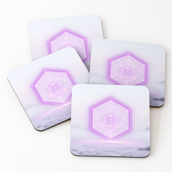 Item preview, Glowing Purple Hexagon Over Misty Mountain Field designed and sold by monkeybusiness.pt.