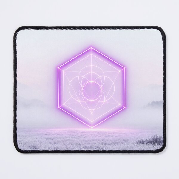 Item preview, Glowing Purple Hexagon Over Misty Mountain Field designed and sold by monkeybusiness.pt.