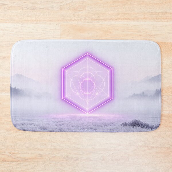 Item preview, Glowing Purple Hexagon Over Misty Mountain Field designed and sold by monkeybusiness.pt.
