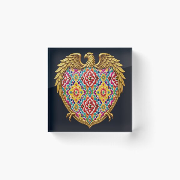 Item preview, Golden Imperial Eagle Crest - Colorful Talavera Mosaic Tile Pattern designed and sold by Breezes-of-Ida.
