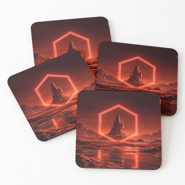 Item preview, Glowing Red Hexagon Over Martian Canyon Spire designed and sold by monkeybusiness.pt.