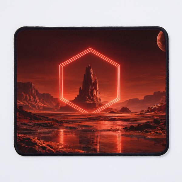 Item preview, Glowing Red Hexagon Over Martian Canyon Spire designed and sold by monkeybusiness.pt.
