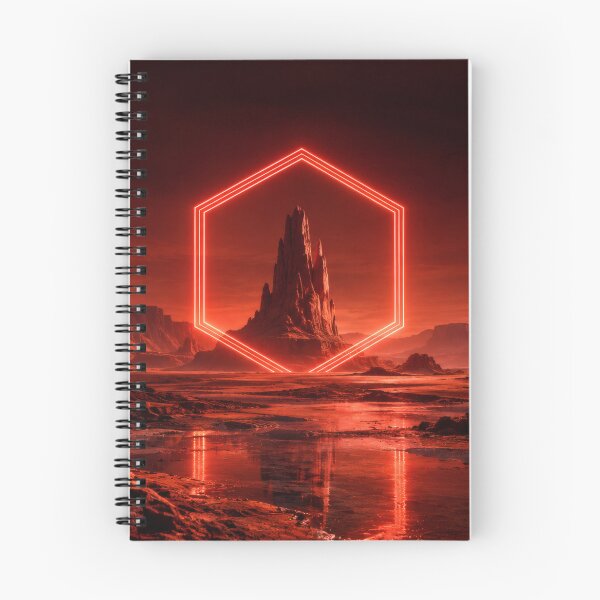 Item preview, Glowing Red Hexagon Over Martian Canyon Spire designed and sold by monkeybusiness.pt.