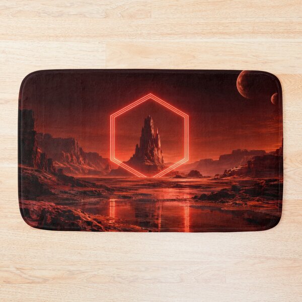 Item preview, Glowing Red Hexagon Over Martian Canyon Spire designed and sold by monkeybusiness.pt.