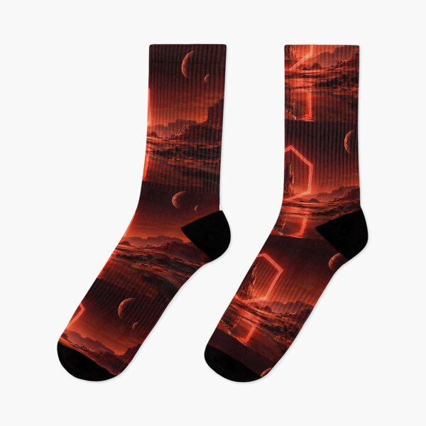 Item preview, Glowing Red Hexagon Over Martian Canyon Spire designed and sold by monkeybusiness.pt.