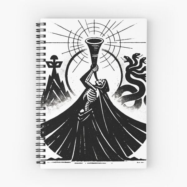 Item preview, Cloaked Skeleton Raises a Chalice Beneath Radiating Lines designed and sold by MisteryDesigner.