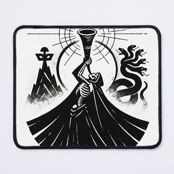 Item preview, Cloaked Skeleton Raises a Chalice Beneath Radiating Lines designed and sold by MisteryDesigner.