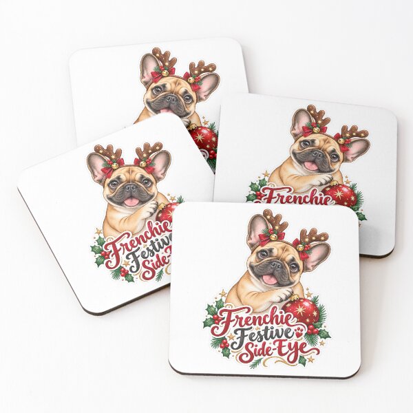 Item preview, Frenchie Festive Side-Eye French Bulldog Christmas designed and sold by badburropress.