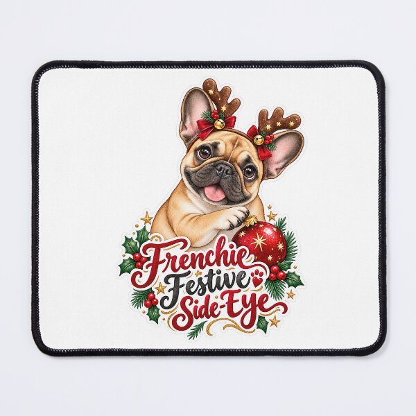 Item preview, Frenchie Festive Side-Eye French Bulldog Christmas designed and sold by badburropress.