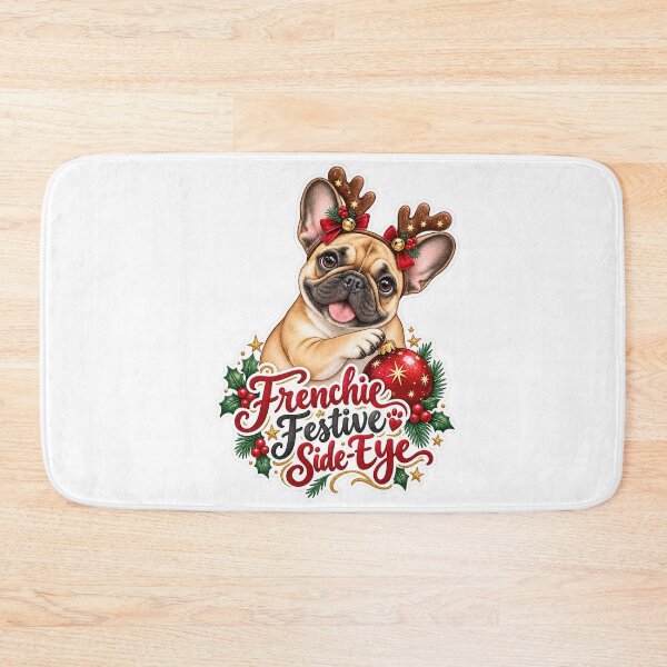 Item preview, Frenchie Festive Side-Eye French Bulldog Christmas designed and sold by badburropress.