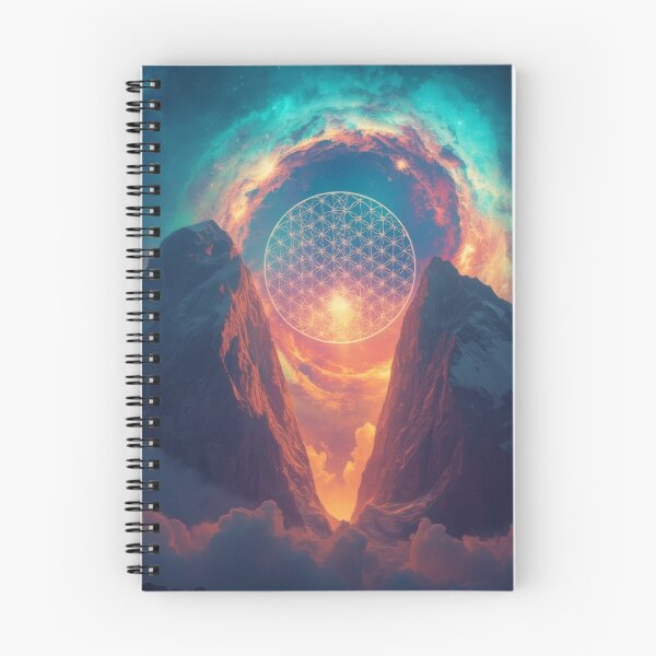 Item preview, Glowing Flower of Life Over Cosmic Mountain Portal designed and sold by monkeybusiness.pt.