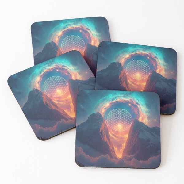 Item preview, Glowing Flower of Life Over Cosmic Mountain Portal designed and sold by monkeybusiness.pt.