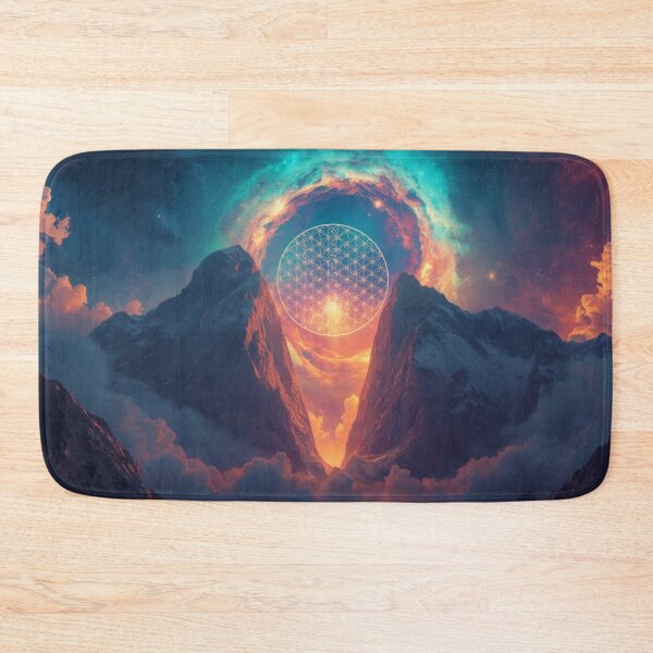 Item preview, Glowing Flower of Life Over Cosmic Mountain Portal designed and sold by monkeybusiness.pt.