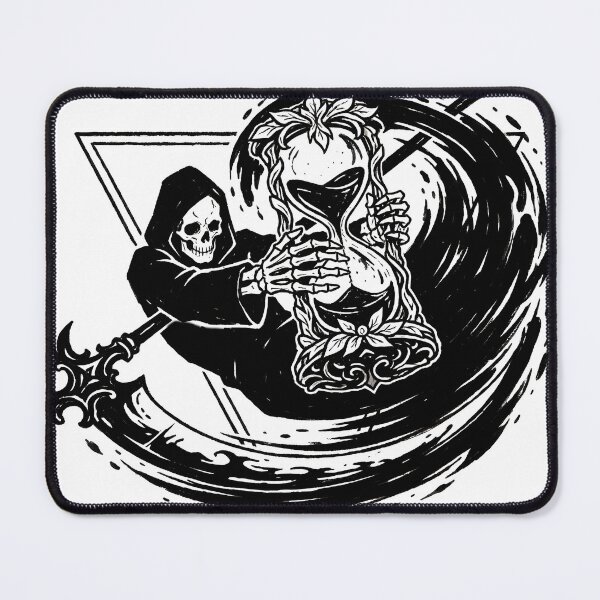 Item preview, Hooded Skeleton Holds an Hourglass Inside a Spiraling Wave designed and sold by MisteryDesigner.